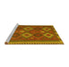 Sideview of Machine Washable Oriental Yellow Traditional Rug, wshcon2216yw