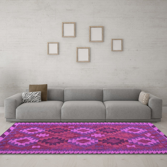 Machine Washable Oriental Purple Traditional Area Rugs in a Living Room, wshcon2216pur