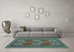 Machine Washable Oriental Light Blue Traditional Rug in a Living Room, wshcon2216lblu