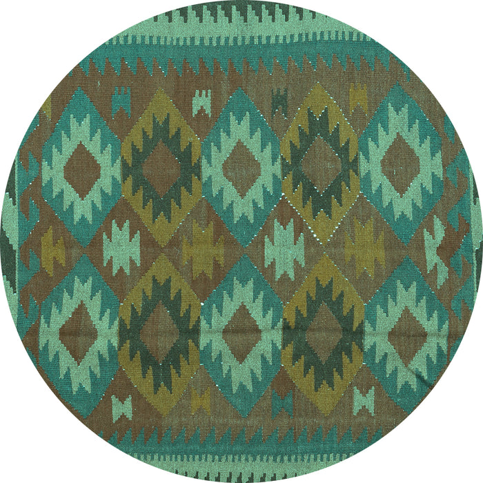 Round Oriental Turquoise Traditional Rug, con2216turq