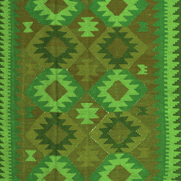 Serging Thickness of Machine Washable Oriental Green Traditional Area Rugs, wshcon2216grn