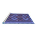 Sideview of Machine Washable Oriental Blue Traditional Rug, wshcon2216blu