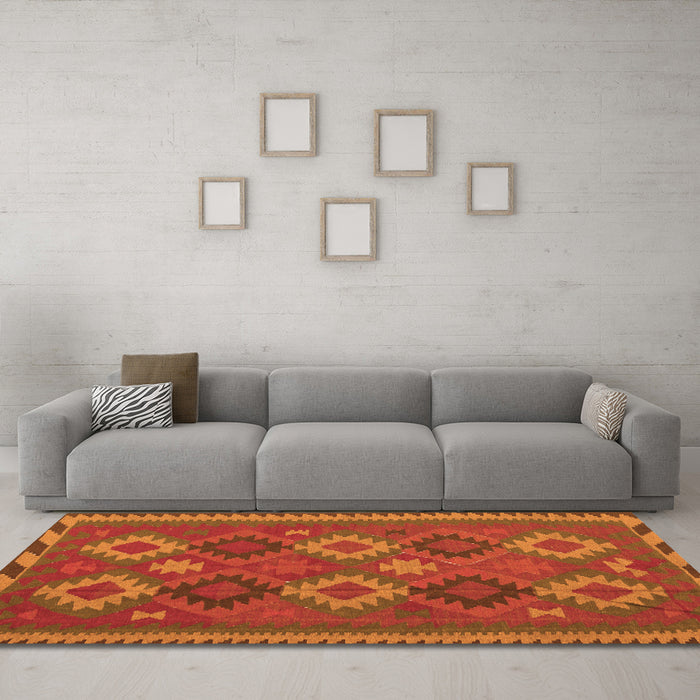 Machine Washable Oriental Orange Traditional Area Rugs in a Living Room, wshcon2216org