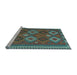 Sideview of Machine Washable Oriental Light Blue Traditional Rug, wshcon2216lblu