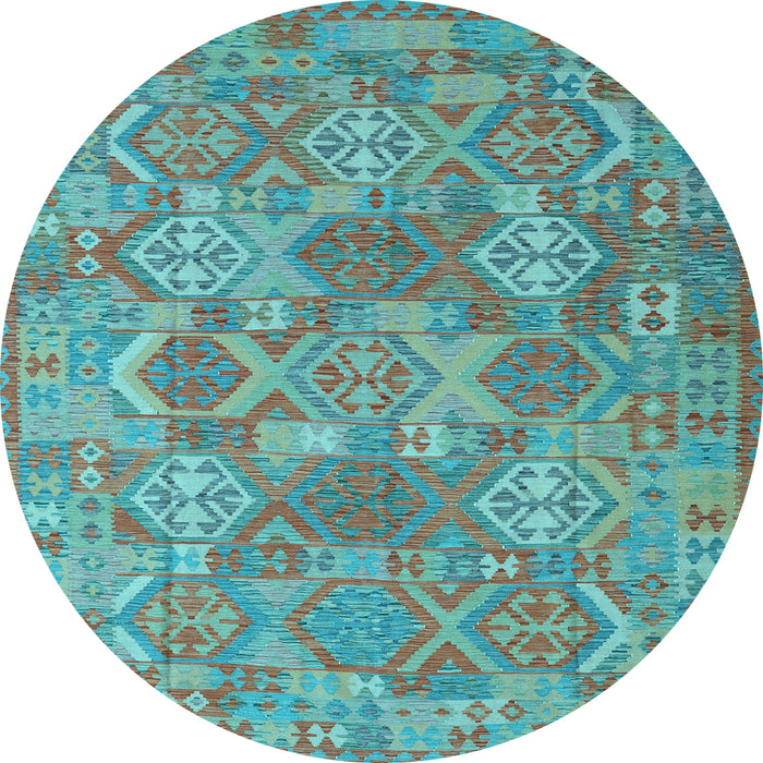 Round Southwestern Light Blue Country Rug, con2217lblu