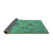 Sideview of Southwestern Turquoise Country Rug, con2217turq