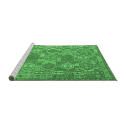 Sideview of Machine Washable Southwestern Emerald Green Country Area Rugs, wshcon2217emgrn