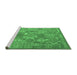 Sideview of Machine Washable Southwestern Emerald Green Country Area Rugs, wshcon2217emgrn