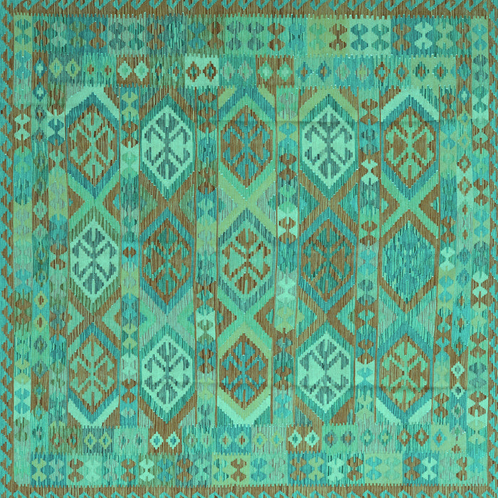 Square Southwestern Turquoise Country Rug, con2217turq