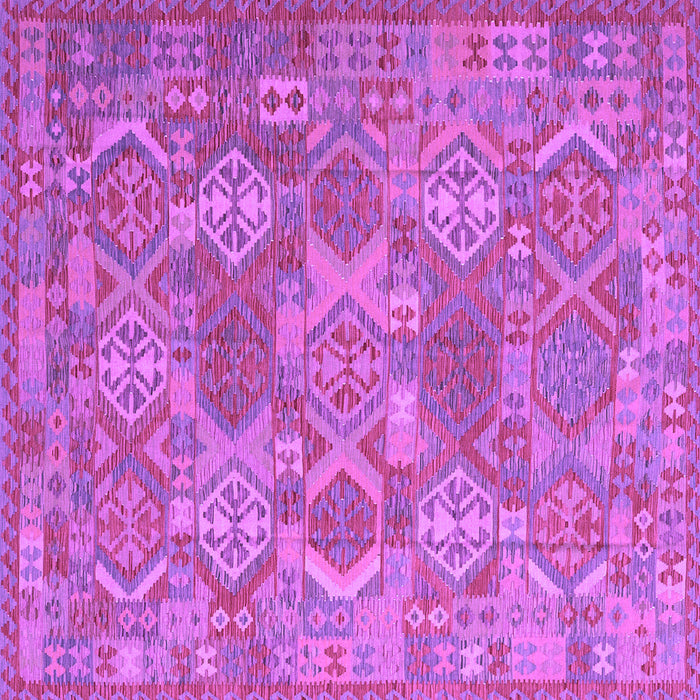 Square Machine Washable Southwestern Purple Country Area Rugs, wshcon2217pur
