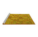 Sideview of Machine Washable Southwestern Yellow Country Rug, wshcon2217yw