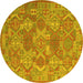 Round Southwestern Yellow Country Rug, con2217yw