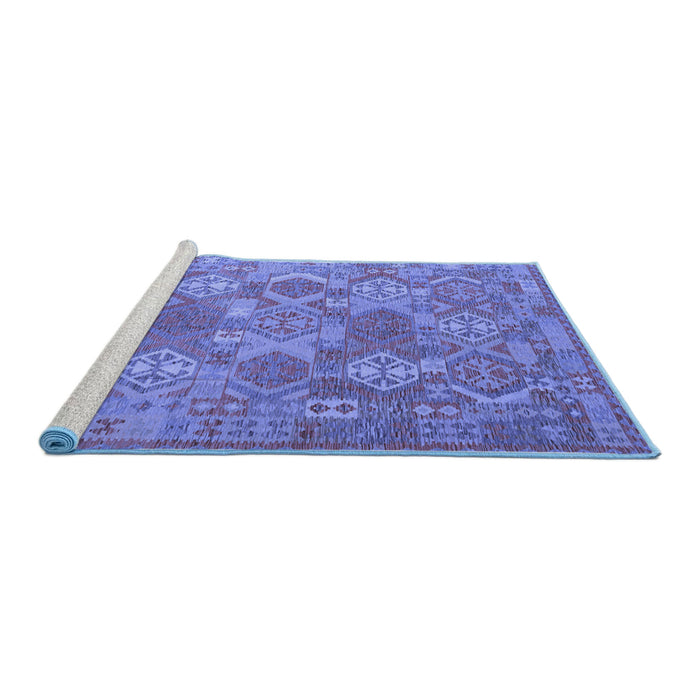Sideview of Machine Washable Southwestern Blue Country Rug, wshcon2217blu