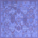 Square Southwestern Blue Country Rug, con2217blu