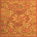 Round Machine Washable Southwestern Orange Country Area Rugs, wshcon2217org