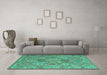 Machine Washable Southwestern Turquoise Country Area Rugs in a Living Room,, wshcon2217turq