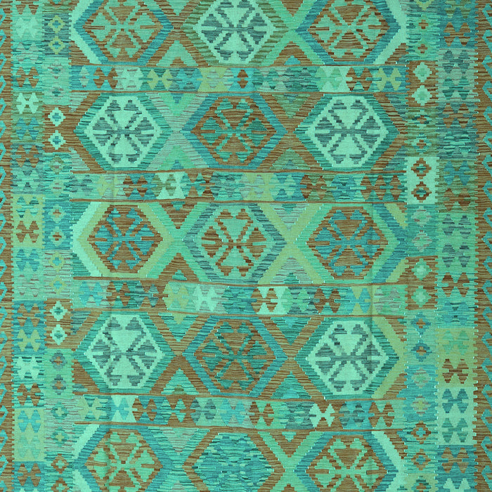 Machine Washable Southwestern Turquoise Country Area Rugs, wshcon2217turq
