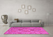 Machine Washable Southwestern Pink Country Rug in a Living Room, wshcon2217pnk