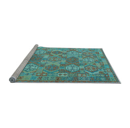 Sideview of Machine Washable Southwestern Light Blue Country Rug, wshcon2217lblu