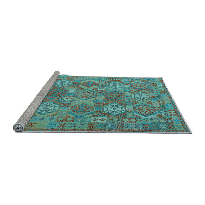 Sideview of Machine Washable Southwestern Light Blue Country Rug, wshcon2217lblu