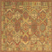 Square Southwestern Brown Country Rug, con2217brn