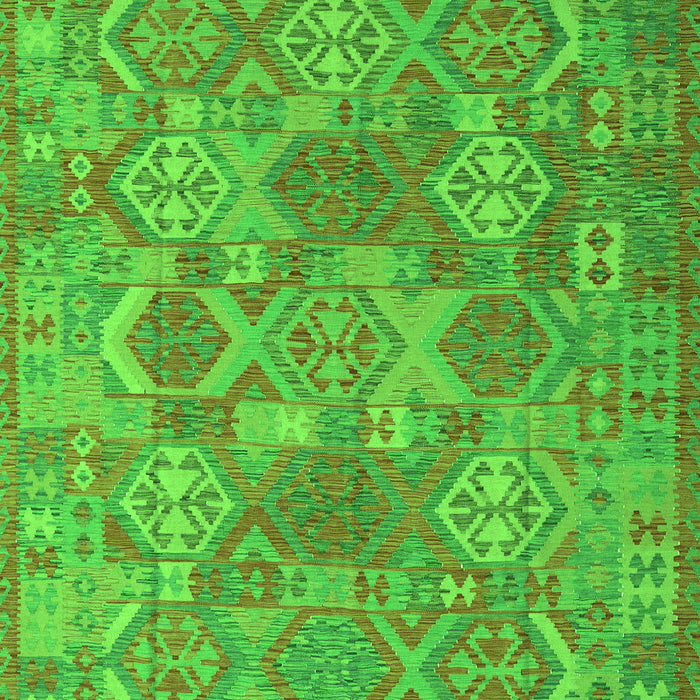 Serging Thickness of Machine Washable Southwestern Green Country Area Rugs, wshcon2217grn