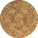 Round Southwestern Brown Country Rug, con2217brn