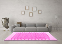Machine Washable Solid Pink Modern Rug in a Living Room, wshcon2218pnk
