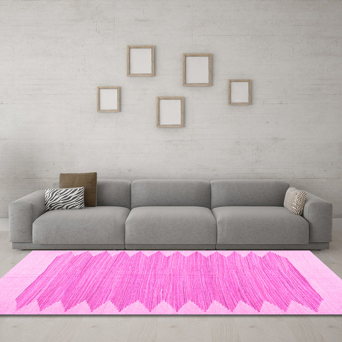 Machine Washable Solid Pink Modern Rug in a Living Room, wshcon2218pnk