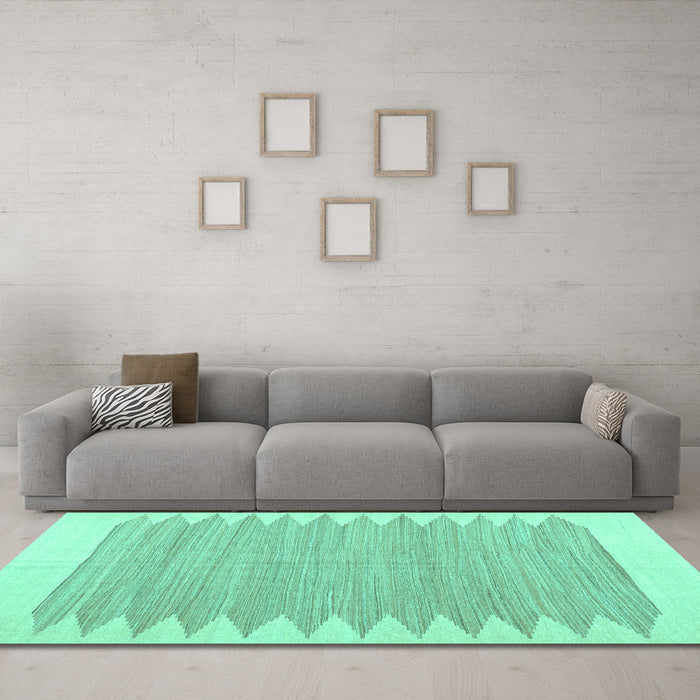 Machine Washable Solid Turquoise Modern Area Rugs in a Living Room,, wshcon2218turq