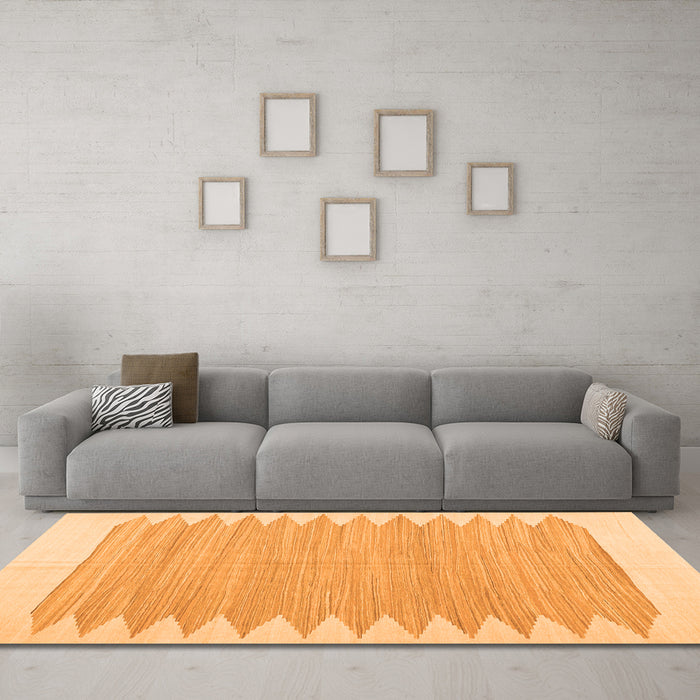 Machine Washable Solid Orange Modern Area Rugs in a Living Room, wshcon2218org