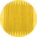 Round Machine Washable Solid Yellow Modern Rug, wshcon2218yw