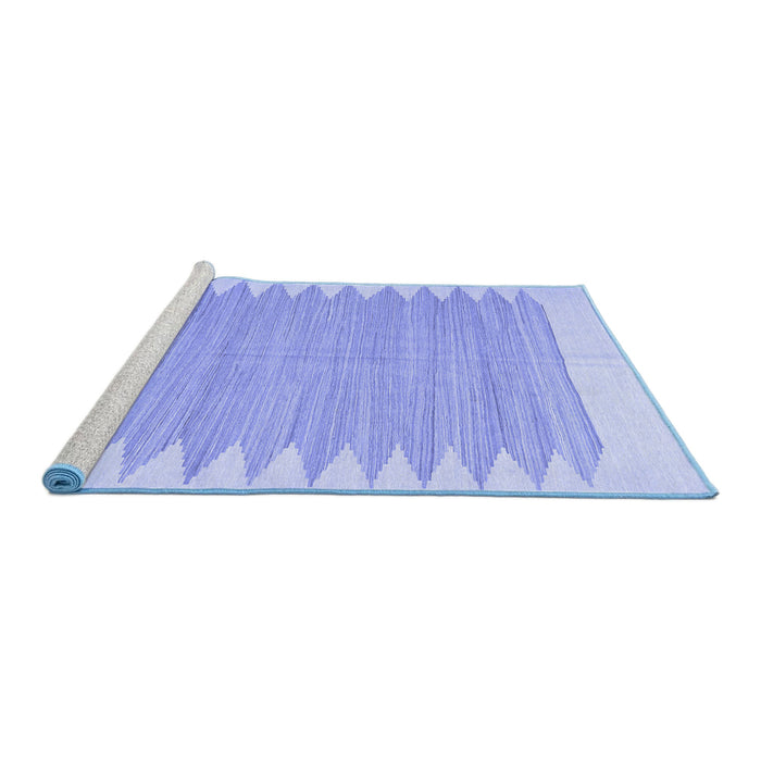 Sideview of Machine Washable Solid Blue Modern Rug, wshcon2218blu