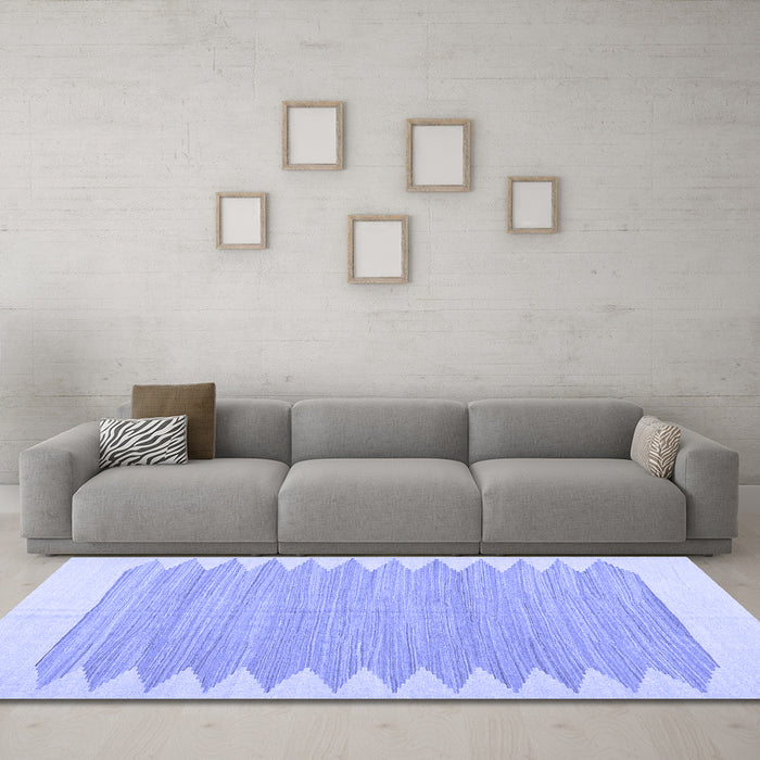 Machine Washable Solid Blue Modern Rug in a Living Room, wshcon2218blu