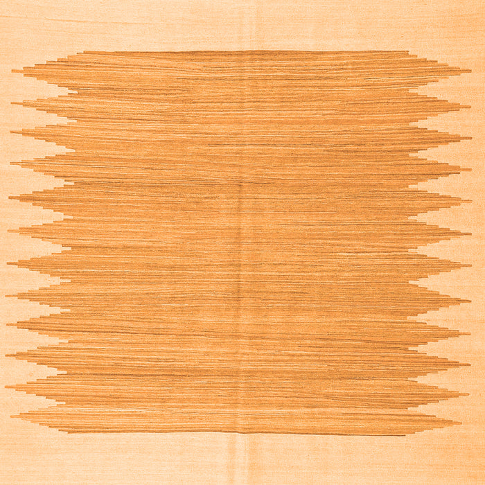 Round Machine Washable Solid Orange Modern Area Rugs, wshcon2218org