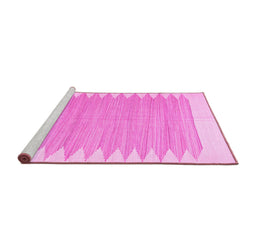 Sideview of Machine Washable Solid Pink Modern Rug, wshcon2218pnk