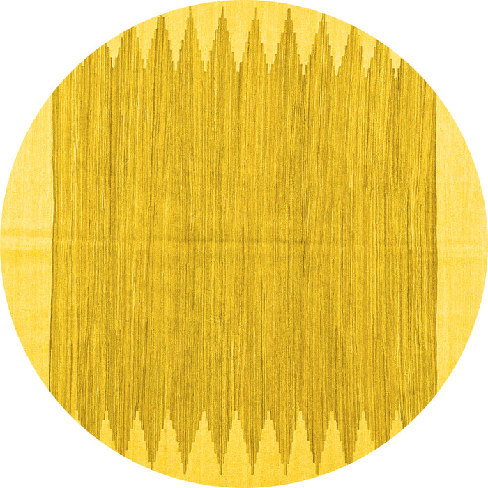 Round Solid Yellow Modern Rug, con2218yw