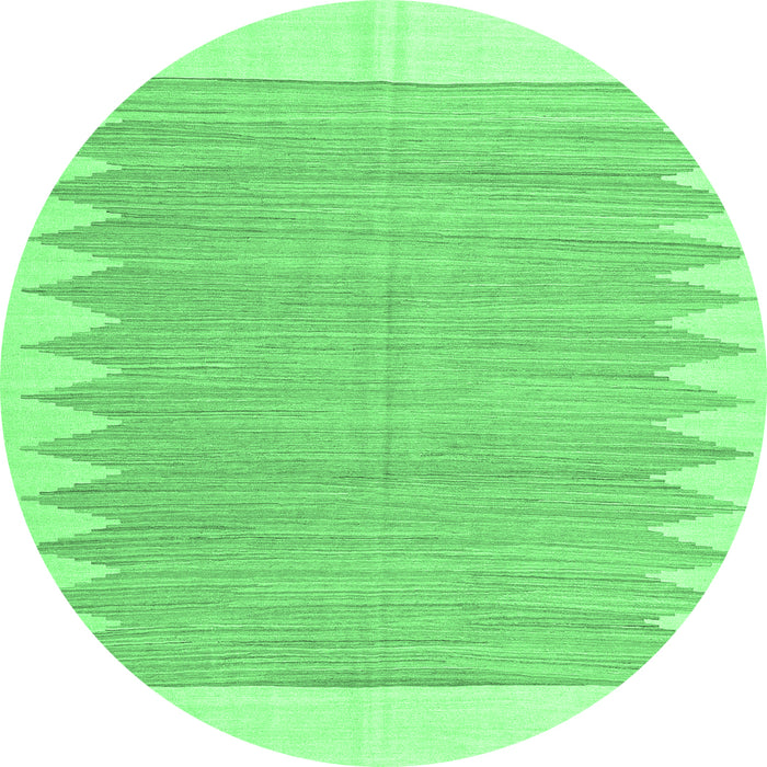 Round Machine Washable Solid Emerald Green Modern Area Rugs, wshcon2218emgrn