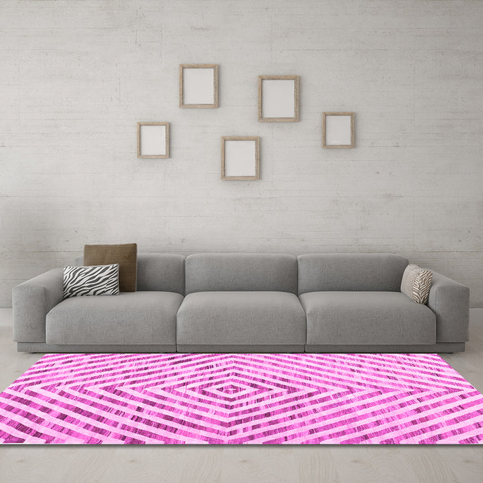 Machine Washable Abstract Pink Contemporary Rug in a Living Room, wshcon2219pnk