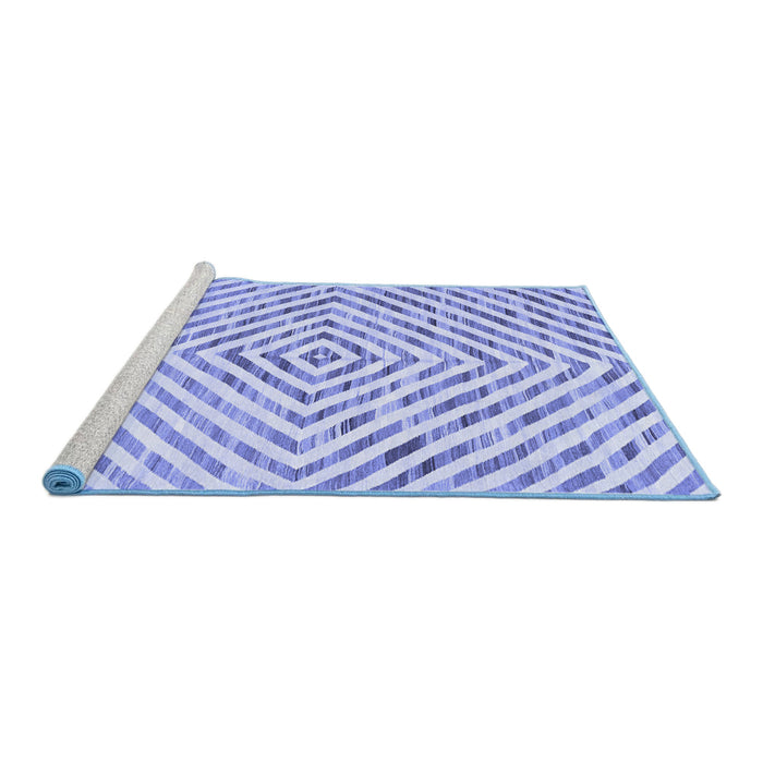 Sideview of Machine Washable Abstract Blue Contemporary Rug, wshcon2219blu