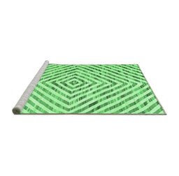 Sideview of Machine Washable Abstract Emerald Green Contemporary Area Rugs, wshcon2219emgrn
