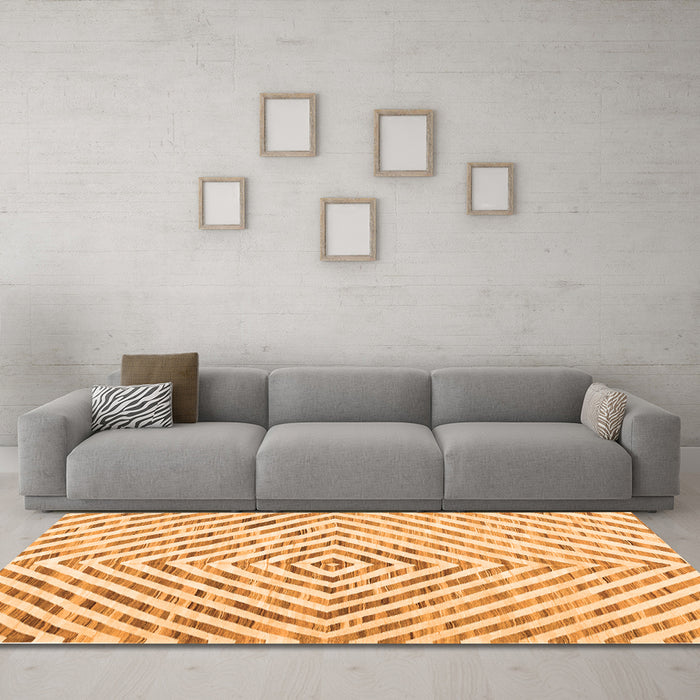 Machine Washable Abstract Orange Contemporary Area Rugs in a Living Room, wshcon2219org