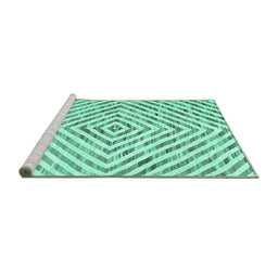 Sideview of Machine Washable Abstract Turquoise Contemporary Area Rugs, wshcon2219turq