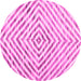 Round Machine Washable Abstract Pink Contemporary Rug, wshcon2219pnk