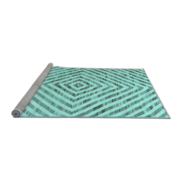 Sideview of Machine Washable Abstract Light Blue Contemporary Rug, wshcon2219lblu