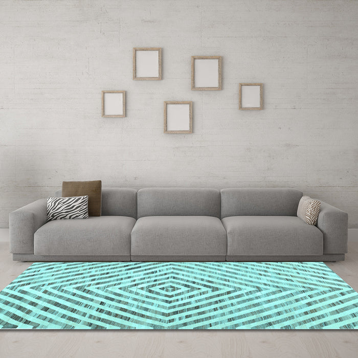 Machine Washable Abstract Light Blue Contemporary Rug in a Living Room, wshcon2219lblu