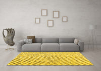 Machine Washable Abstract Yellow Contemporary Rug, wshcon2219yw