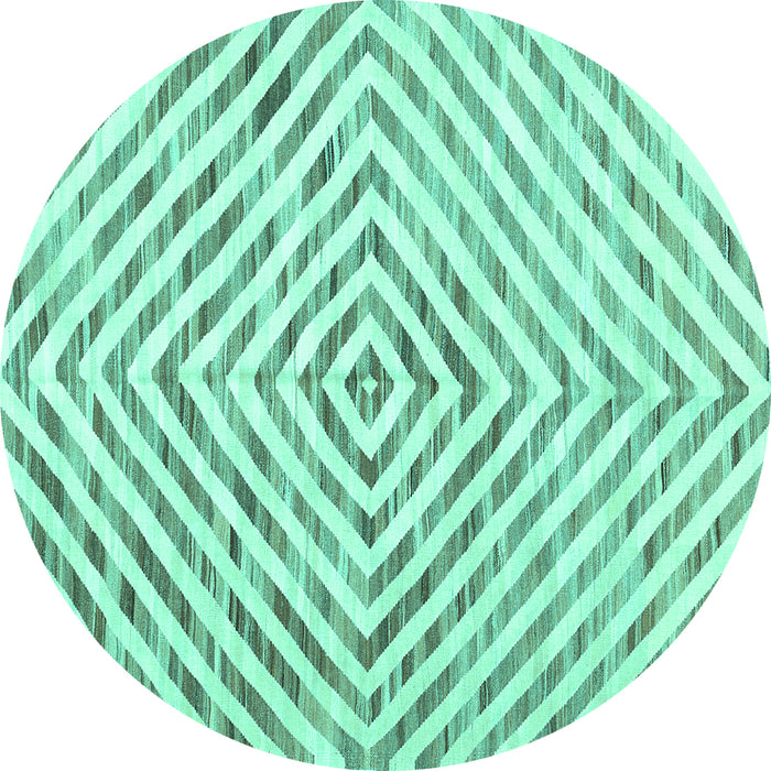Round Abstract Turquoise Contemporary Rug, con2219turq