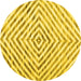 Round Abstract Yellow Contemporary Rug, con2219yw