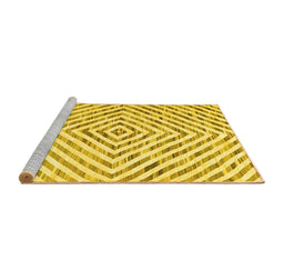 Sideview of Machine Washable Abstract Yellow Contemporary Rug, wshcon2219yw